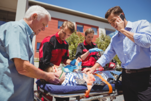 Family receiving urgent care treatment in Torrance after a minor Memorial Day weekend accident outdoors