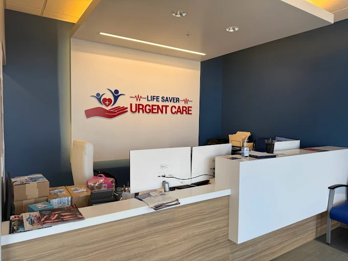 Reception area of Life Saver Urgent Care in Torrance welcoming patients for walk-in and appointment-based care