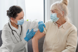 Adult getting vaccine at Life Saver Urgent Care Torrance